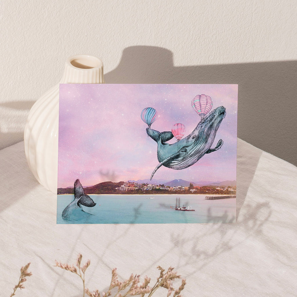 Coffs Harbour Jetty Whale Watching greeting card by Australian Artist, Alyson Pearson aka Alykat Creative.