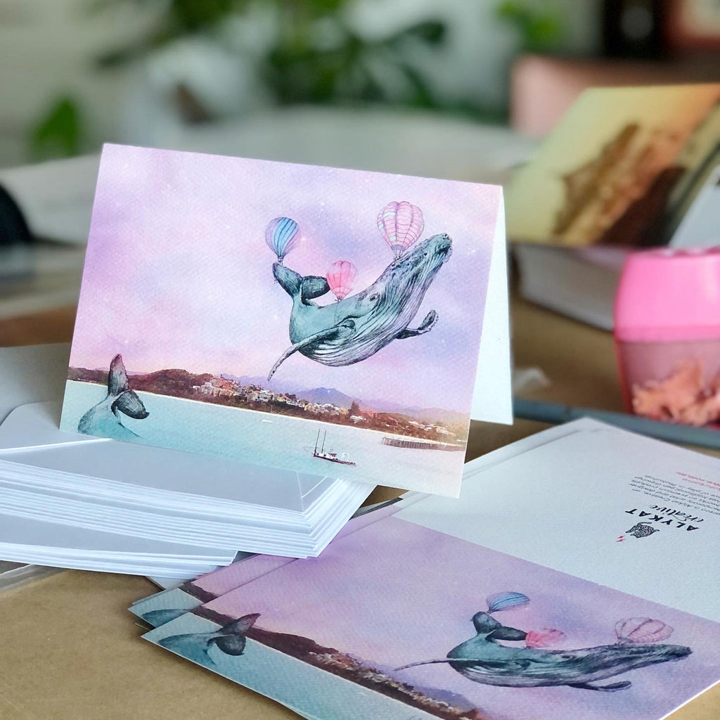 Photo of Coffs Harbour Jetty Whale Watching greeting card by Australian Artist, Alyson Pearson aka Alykat Creative.