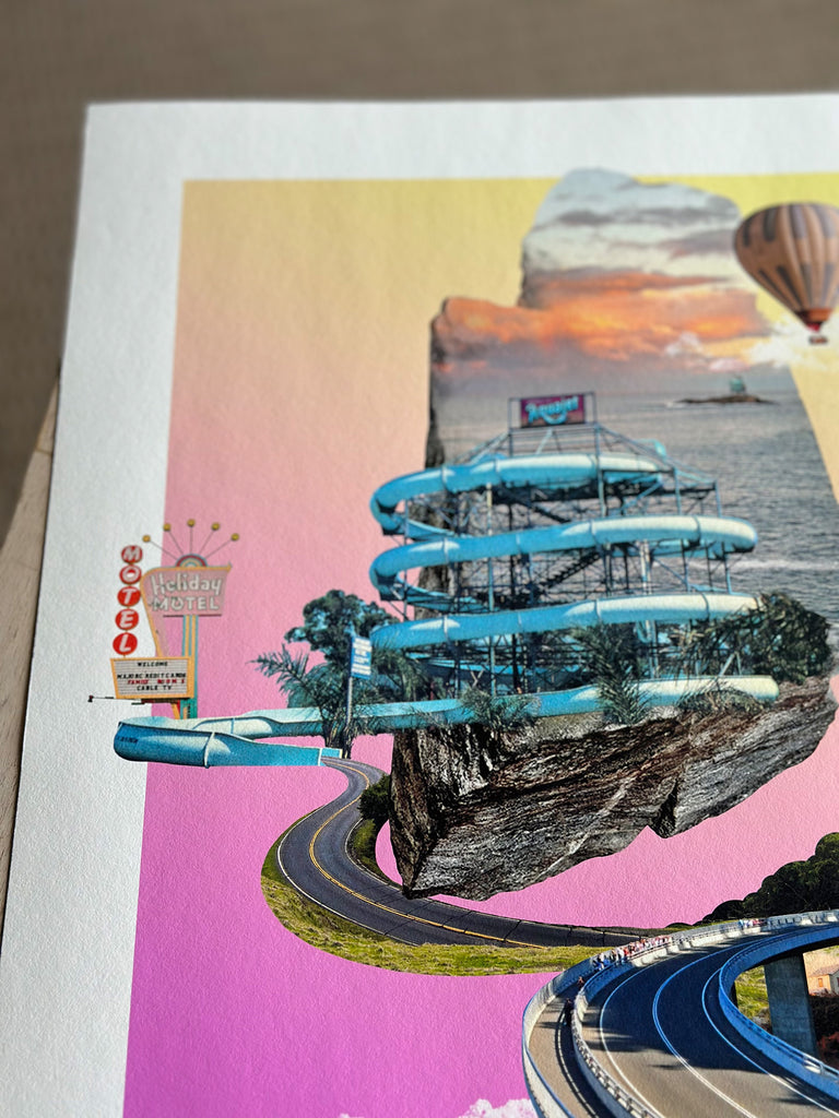 Detail of Coffs Harbour digital collage featuring the Aquajet theme park.